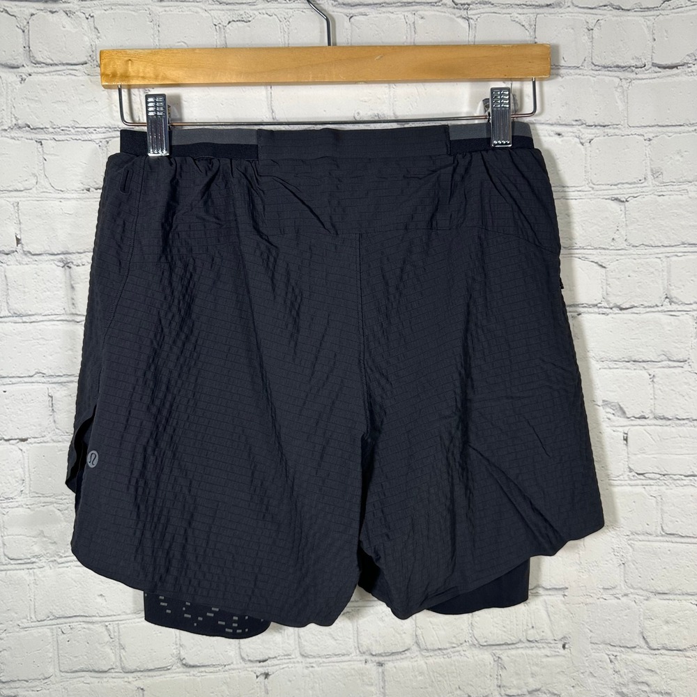 Lululemon Mens Surge Lined Short 6 Seersucker Black LM7AU7S Medium Athleisure - Picture 3 of 9